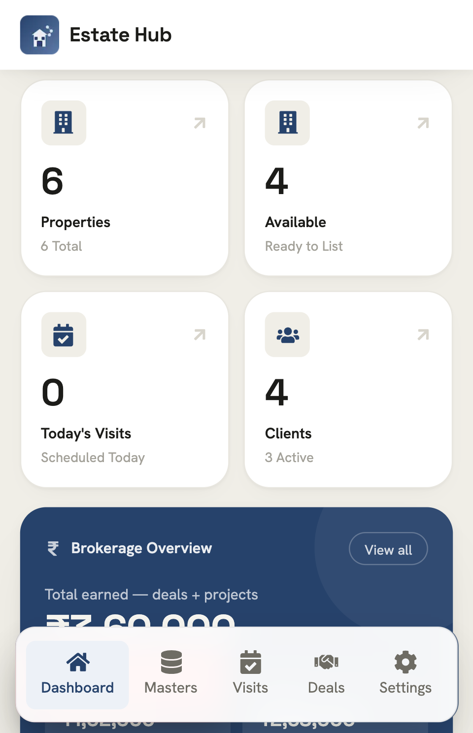 The Estate Hub dashboard
