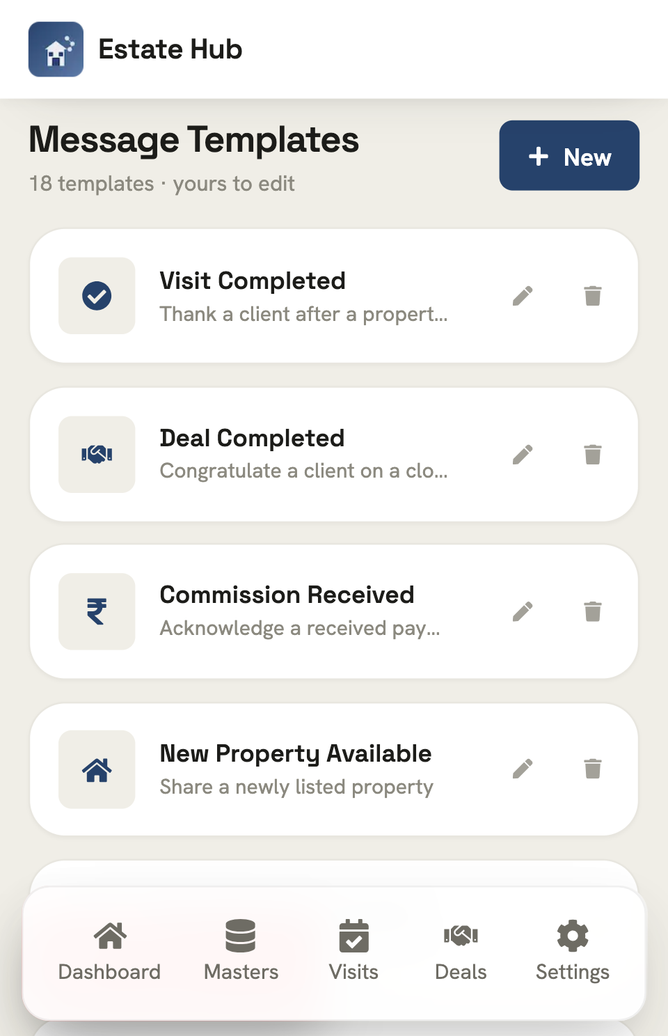 Messages in Estate Hub