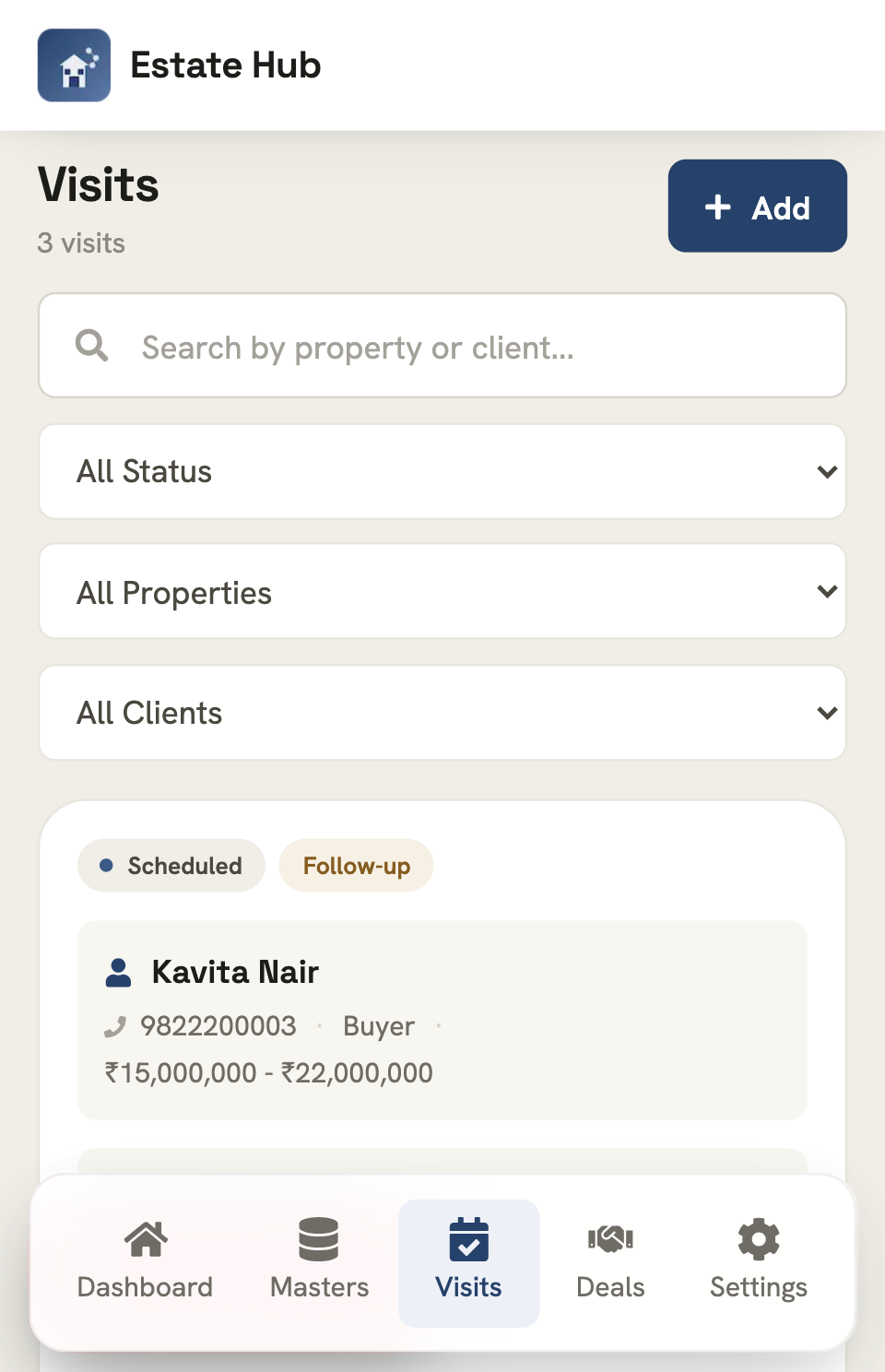 Site visits in Estate Hub
